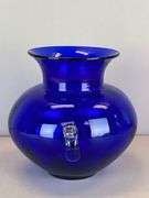 2015 Blenko Cobalt Handled Art Glass Vase