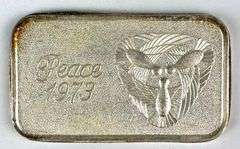 1973 Silvertowne Peace 1 oz .999 Fine Silver Ingot/ Bar
