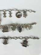 Group of 3 Sterling Silver Charm Bracelets with Charms