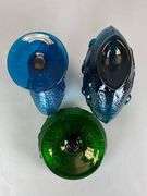 Group of Blenko Style Textured Art Glass Vases and Compote