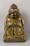 Antique Cast Iron Biliken Good Luck Buddha Bank