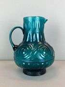 Aqua Geometric Motif Glass Pitcher