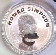 2022 Tuvalu Homer Simpson 1 oz .9999 Fine Silver Round Proof Like  in Cap