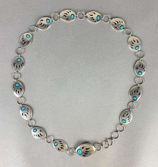 Sterling Silver Native American Bear Claw Pattern Link Belt - Matthew ...