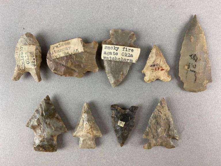 Group of 9 Assorted Native American Arrowheads and Artifacts Heike ...