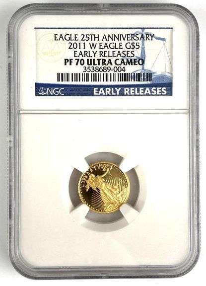 NGC Graded 2011 W $5 US 1/10 oz American Gold Eagle PF70