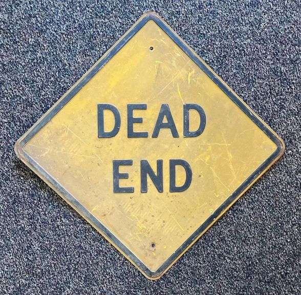 Vintage Embossed Dead End Metal Street Sign