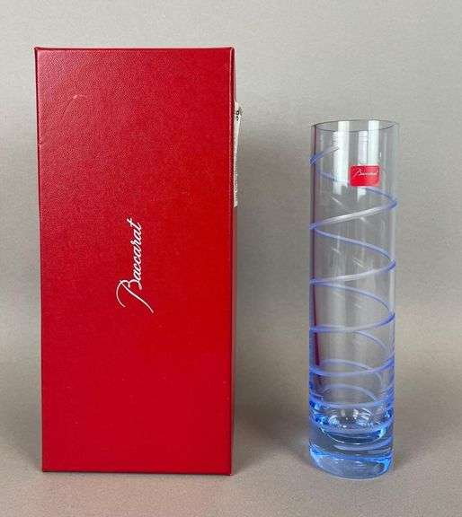 Baccarat Orgue Spiral Blueberry Crystal Bud Vase