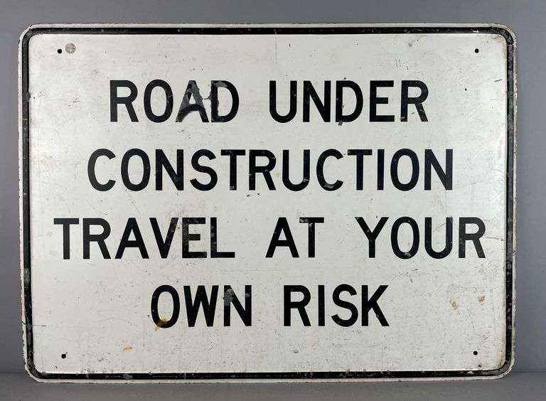 Vintage Road Construction Metal Street Sign