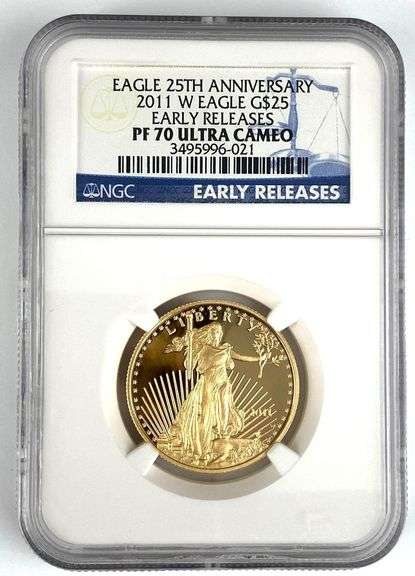 NGC Graded 2011 W $25 US 1/2 oz American Gold Eagle PF70