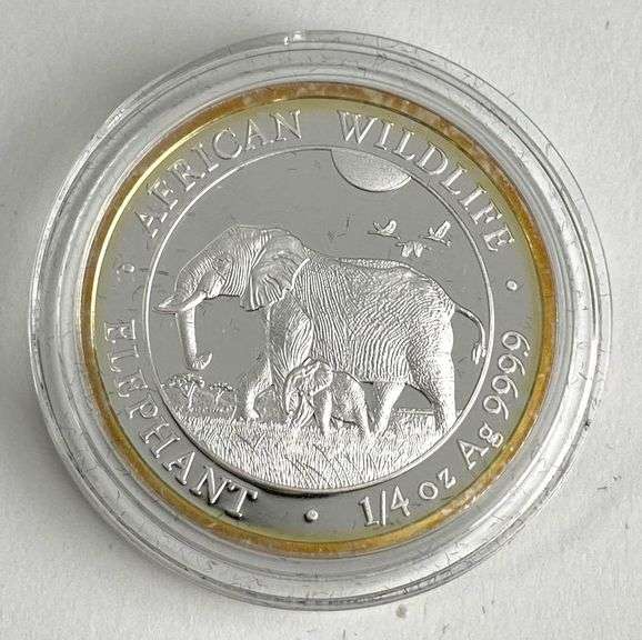 2022 Somali Republic 25 Shillings African Wildlife Elephant 1/4 oz .999 Silver Coin