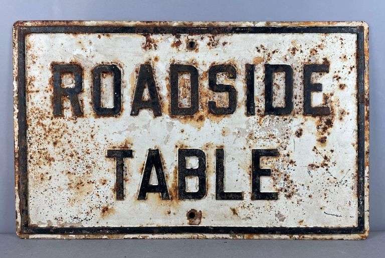 Vintage Embossed Roadside Table Metal Street Sign