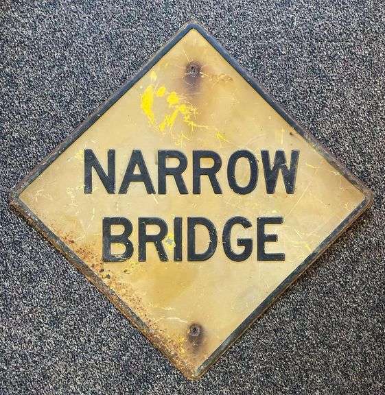 Vintage Embossed Narrow Bridge Metal Street Sign