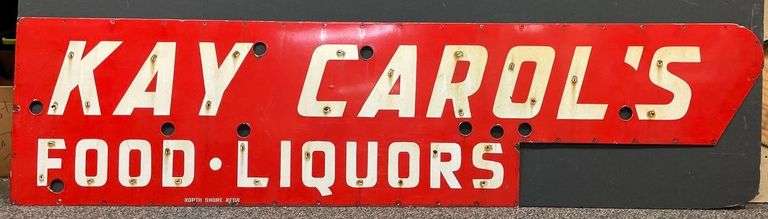 Vintage Kay - Carol Food and Liquor Porcelain Advertising Sign