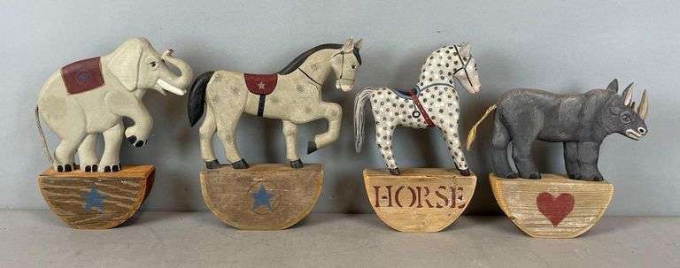 Group of Sprengelmeyer Carved Wood Animal Figures - Matthew Bullock ...