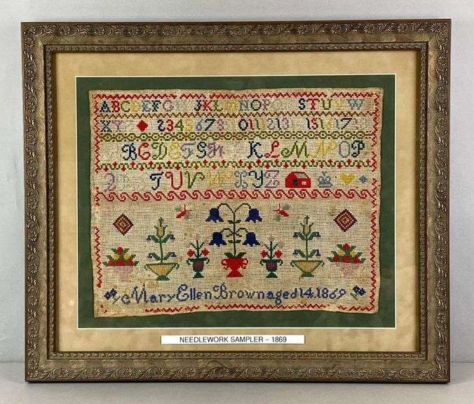 1869 Antique Needlework Sampler
