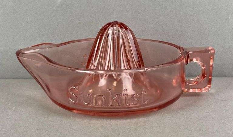 Vintage Sunkist Advertising Pink Glass Juicer