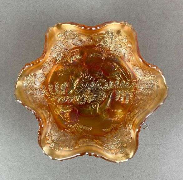 Antique Fenton Marigold Panther and Butterfly Berry Bowl