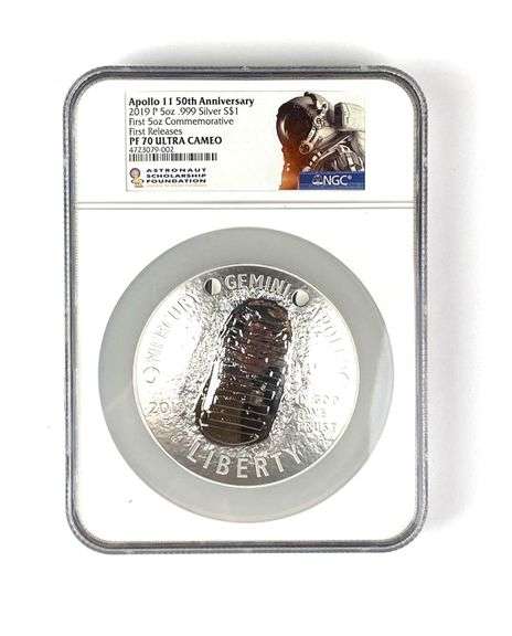 2019 Apollo 11 50th Anniversary $1 5 oz .999 Silver NGC Graded PF70 ...