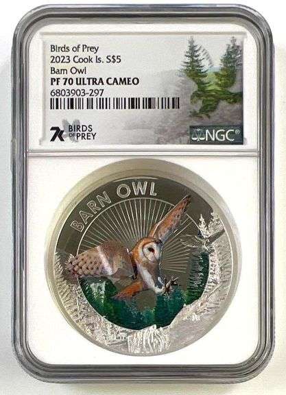 2023 Cook Islands Barn Owl 1 oz .999 Fine Silver PF70 Ultra Cameo