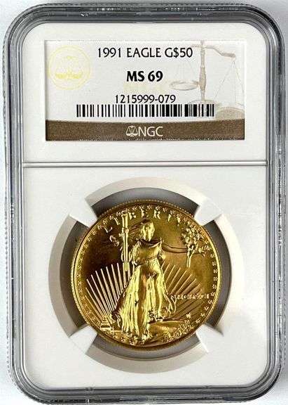 1991 US $50 American Gold Eagle 1 oz Fine Gold Coin NGC MS69