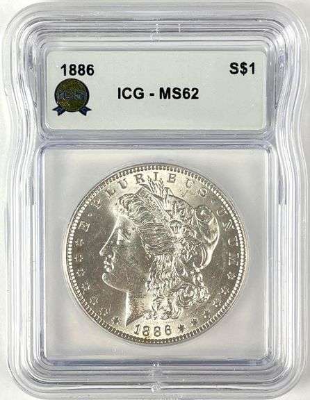 1886 US Morgan Silver Dollar ICG MS62