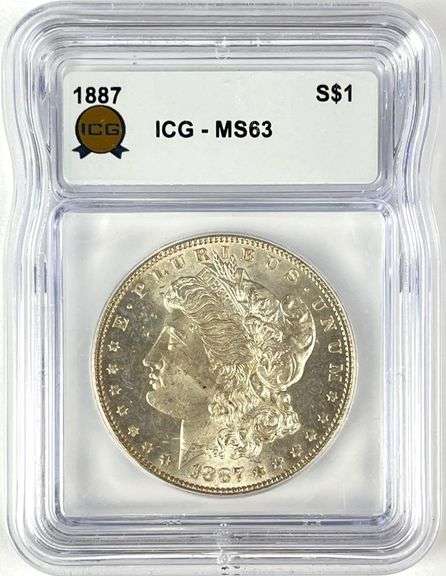 1887 US Morgan Silver Dollar ICG MS63