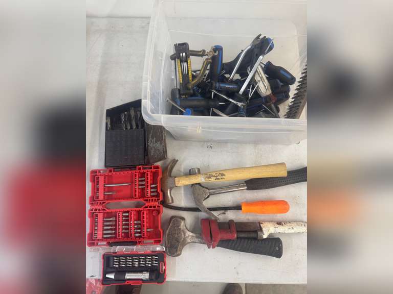 Tool Basket with Bits, Hammers, Tools
