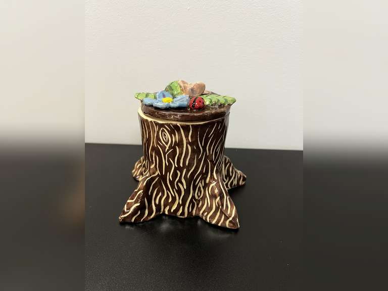 Ceramic Tree Stump Jar #1
