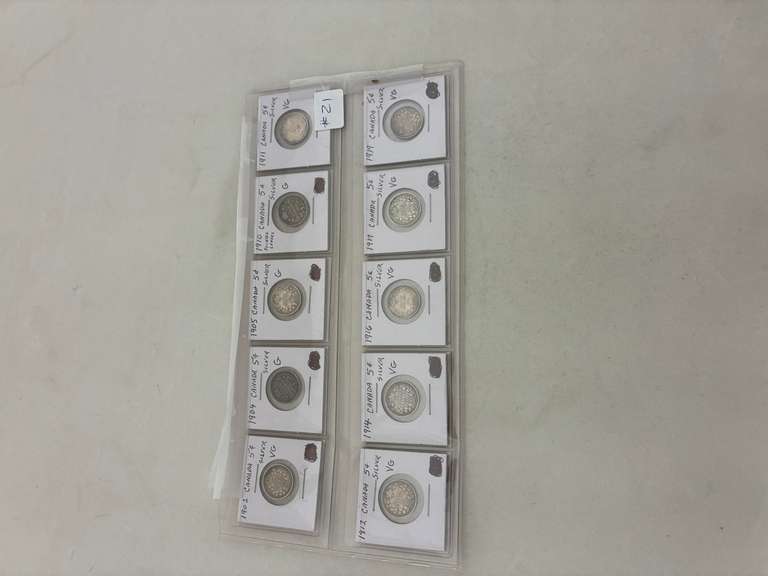 (10) Cdn Silver $.05 -1902-1919
