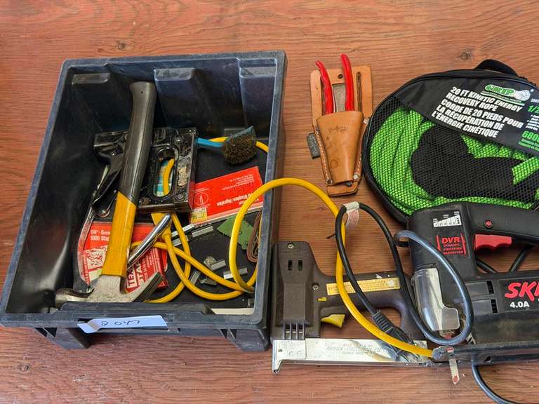 Kinetic 20' Tow Rope, Staplers, Hammer - McBids Auctioneers ...