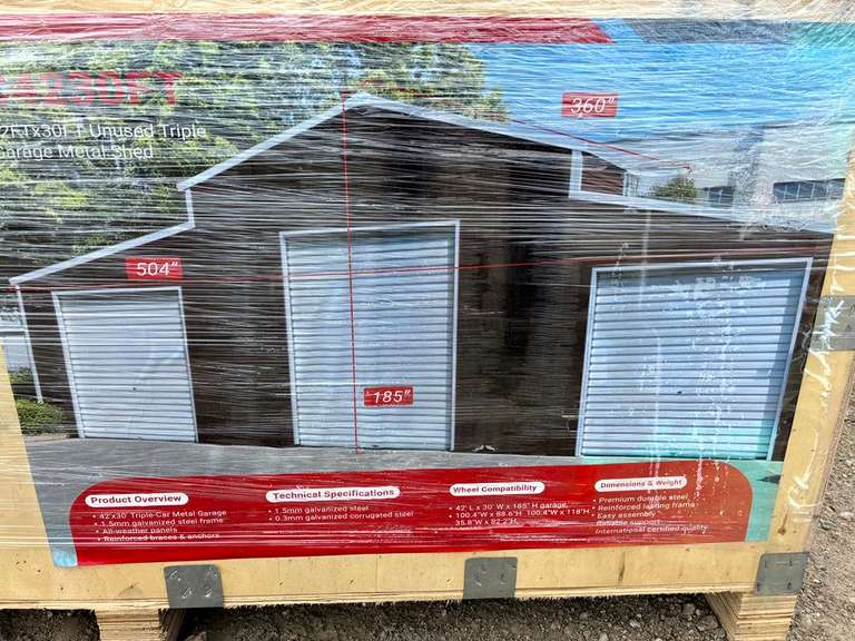Unused Triple Garage Metal Shed SDL4230TGMS- 42'x30'