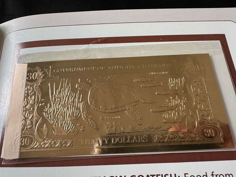 (5) Gold Antigua and Barbuda Bank Notes