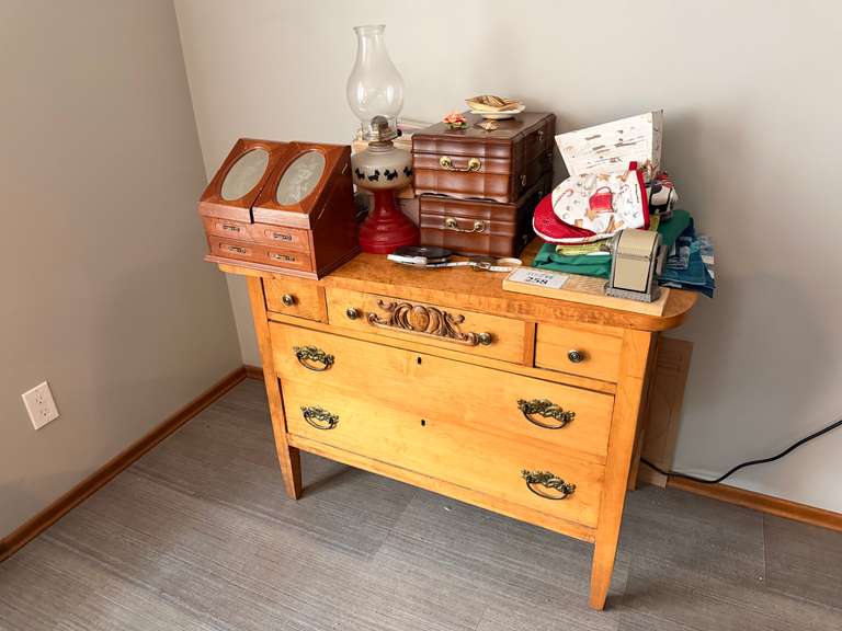 Wooden Hutch Credenza w/ Contents