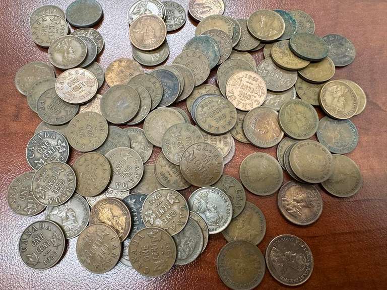 (100) Cdn Geo.V Cent Coins