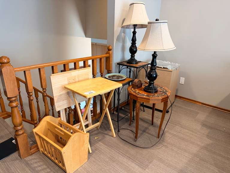 Lot of End Tables, Lamps & TV Trays