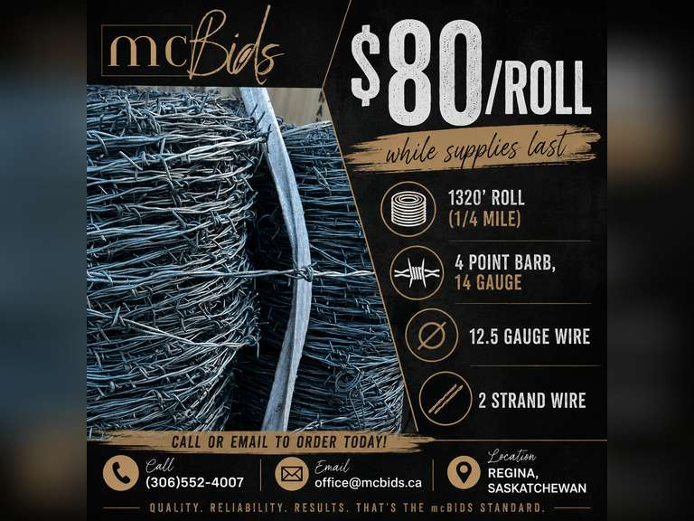 Barbed Wire Available – While Supplies Last