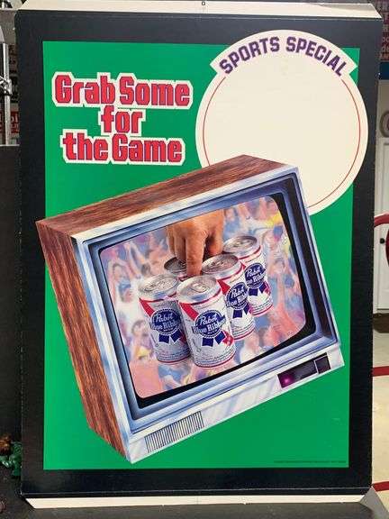 Large ! NOS Vintage Pabst Blue Ribbon easel back store display