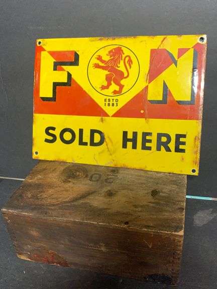 Nice Porcelain F N Est 1883 Sold here sign