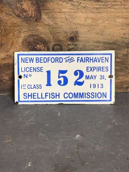 Porcelain Shellfish commission license tag