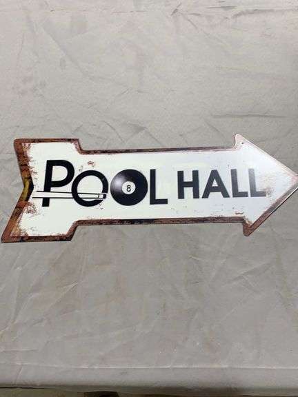 Nice heavy gauge metal Pool Hall sign - McNatt Real Estate