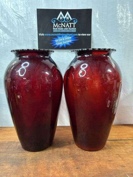 Nice pair Ruby Red Vase