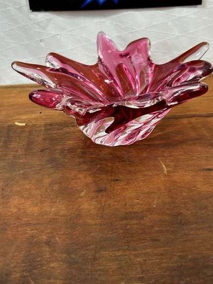 Murano Italian cranberry bowl