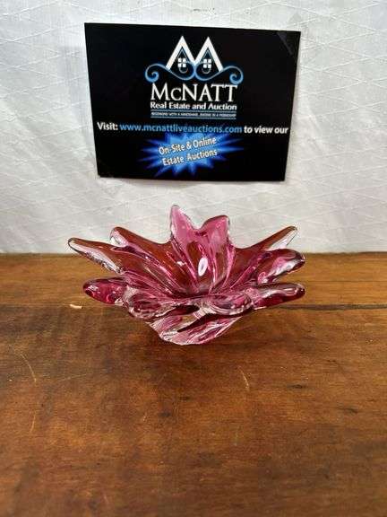 Murano Italian cranberry bowl