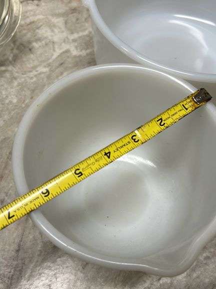 2 Milk glass mixing bowls