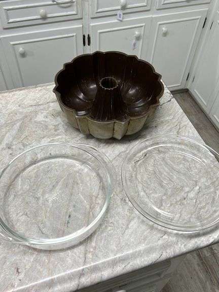 Bundt pan-Pyrex baker and Firking pie baker