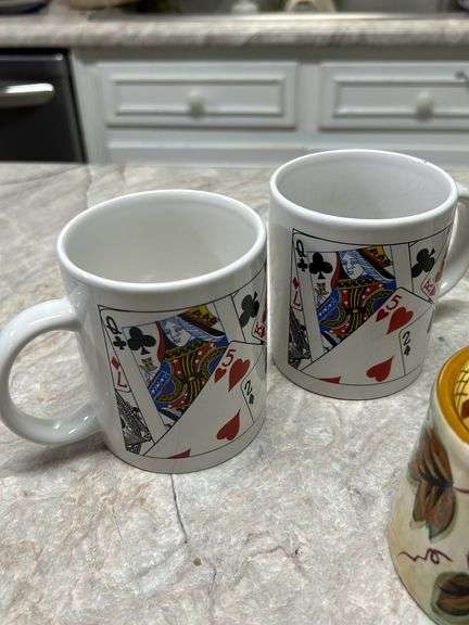 Homer Laughlin gravy-Poker cups-Sugar and creamer set