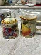Homer Laughlin gravy-Poker cups-Sugar and creamer set