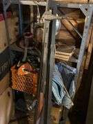 Metal shelf with contents