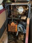 Metal shelf with contents
